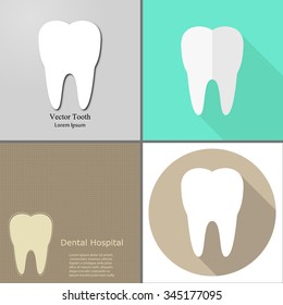 set of tooth icon on different background
