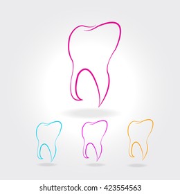 set of tooth icon on white background Vector illustration