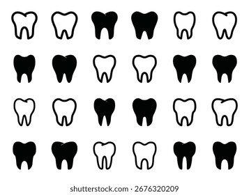 Conjunto de Dentes ícone símbolo vetor no fundo branco