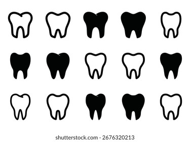 Conjunto de Vector de icono de diente sobre fondo blanco