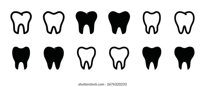 Set of Tooth icon symbol vector on white background