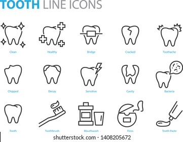 set of tooth icons, such as, dentist, clean, protect, treat, oral