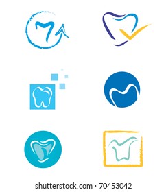 Set of Tooth Icons in Various Shapes for Logo Design