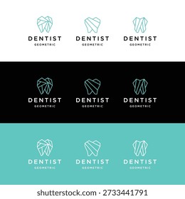 Set of tooth with line art logo icon design simple modern minimalist vector template