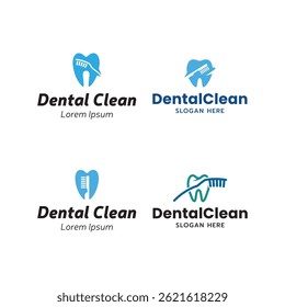 Conjunto de logotipo de diente. Logotipo del cepillo de dientes aislado en el fondo blanco.