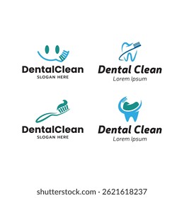 Set of Tooth logo. Toothbrush logo isolated on white background.