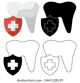 set tooth shield protection icon. Dental symbol design vector illustration