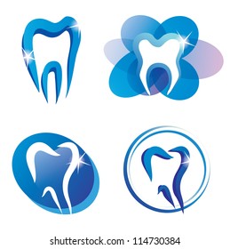 set of tooth stylized icons, isolated vector symbols
