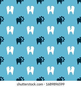 Establecer el procedimiento de tratamiento dental y el diente roto en un patrón transparente. Vector