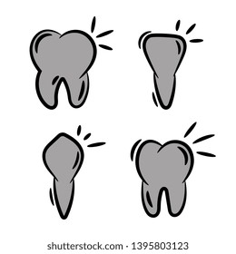 set of tooth types. Hand drawn. Doodle vector illustration