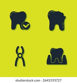 Set Tooth whitening concept, , Dental pliers and Broken tooth icon. Vector