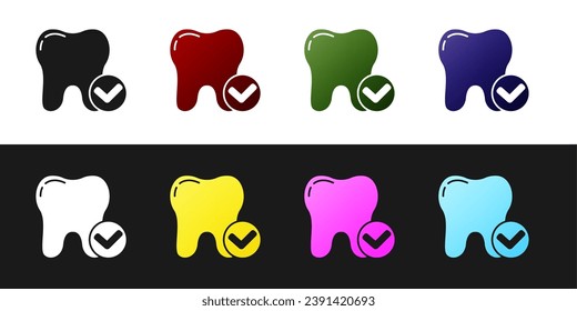 Set Tooth whitening concept icon isolated on black and white background. Tooth symbol for dentistry clinic or dentist medical center.  Vector