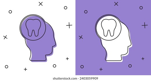 Set Toothache icon isolated on white and purple background.  Vector