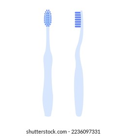 Conjunto de cepillo de dientes. Herramientas de limpieza dental. Equipo higiénico dental manual. Ilustración plana vectorial de salud de los dientes aislada en fondo blanco