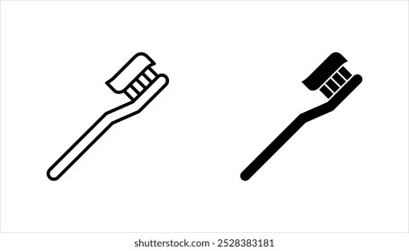 conjunto de iconos de cepillo de dientes, Ilustración vectorial de higiene dental aislada, símbolo de cuidado dental, sobre fondo blanco.