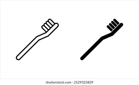 conjunto de iconos de cepillo de dientes, Ilustración vectorial de higiene dental aislada, símbolo de cuidado dental, sobre fondo blanco.