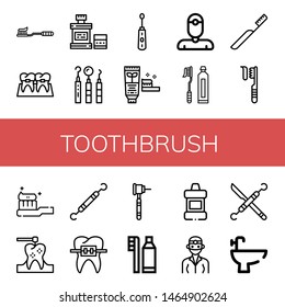 Set of toothbrush icons such as Tooth Brush, Braces, Mouthwash, Dentist tools, Electric toothbrush, Toothpaste, Dentist, Toothbrush, Dental drill, Dental hygiene ,