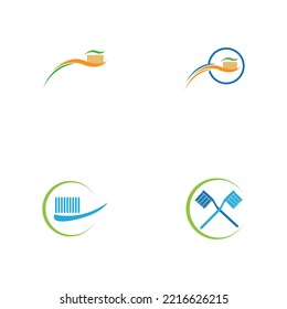 set of Toothbrush with toothpaste logo icon vector template illustration design