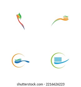 set of Toothbrush with toothpaste logo icon vector template illustration design