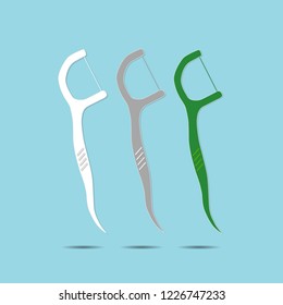 Set of Toothpick isolated on blue background , vector illustration