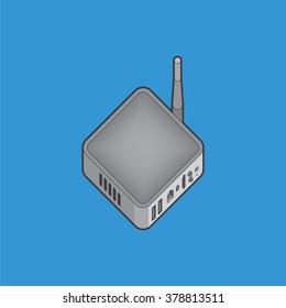 Set top box for media content and entertainment. Detailed illustration of the connection ports.