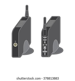 Set top box for media content and entertainment. Detailed illustration of the connection ports.