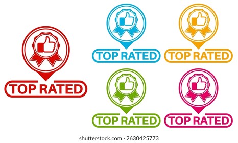 set top rated icon. sale rating sign template social media labels design vector illustration