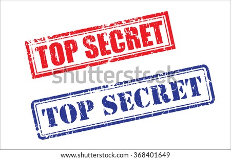 Set of TOP SECRET grunge realistic rubber stamps, different ink colors, different forms, isolated on white background, vector illustration
