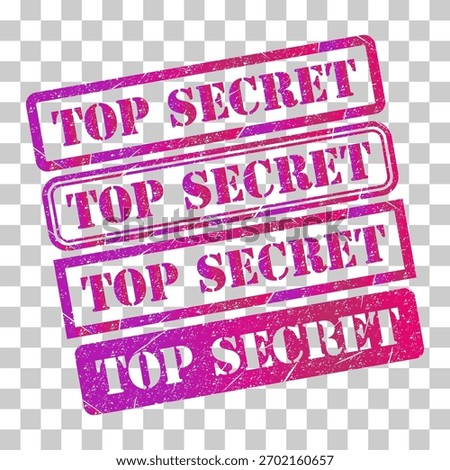 Set of Top secret stamp symbol, label sticker sign button, text banner vector illustration .
