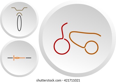 Set of top, side, front views of enduro motorcycles color logos