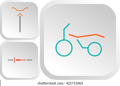 Set of top, side, front views of cross motorcycles color logos
