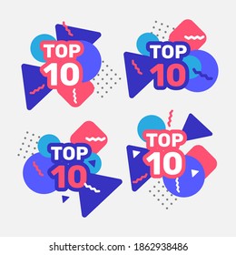 Set of top ten labels. - Vector.