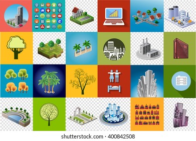 Set top view of the city. Urban crossroads with cars and houses, pedestrians. Background town map pattern  streets, intersection, home and buildings.  Cityscape aerial landscape from  above