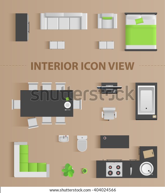 Set top view for interior\
icon design. Isolated Vector Illustration. Flat interior top view\
icon
