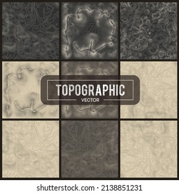 Set of Topographic map contour backgrounds. Topo map with elevation. Contour map vector. Geographic World Topography map grid abstract vector illustration.