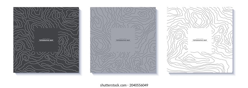 Conjunto de mapas topográficos de fondo abstracto. Esbozar el paisaje cartográfico. Colección de mapas topográficos de relieve diseño de cubiertas modernas con líneas onduladas. Tarjeta vectorial del patrón de esquema del mapa meteorológico
