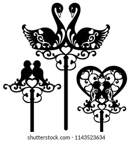 set of toppers with swans