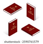 Set of torah, holy book of judaism. 3D isometric illustration. Isolated vector for banner, poster, presentation, infographic,  web, apps, and other uses