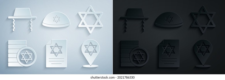 Set Torah Scroll Star David Jewish Stock Vector (Royalty Free ...