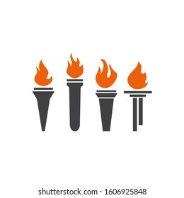 set of torch icon design template vector