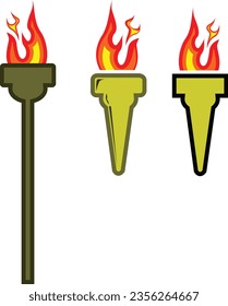 Conjunto de ilustraciones del símbolo del logotipo de la antorcha