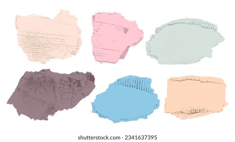 Conjunto de piezas de cartón de color roto. Plantilla de piezas de cartón. Vector realista de papel o cartón artesanal despojado con bordes desiguales y textura dañada. Desecho de material para reciclar Cartón.