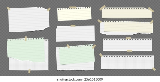 Set of torn colorful piece of paper for notes or ad.