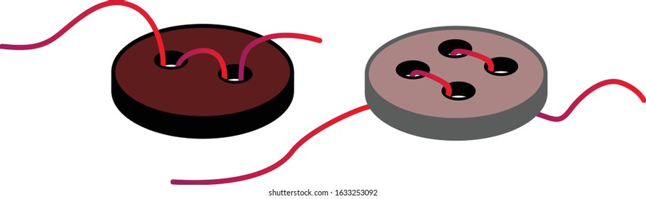 Set of torn off sewing buttons, isolated on white background.  Vector illustration. 