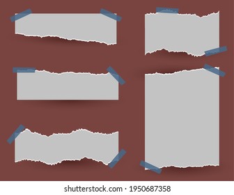 Set of torn paper attached plasters