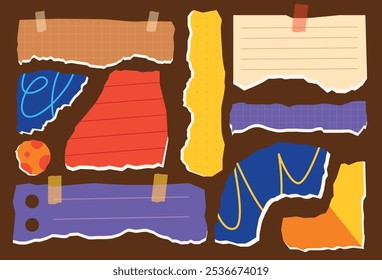 Set of torn paper collection with tape vector