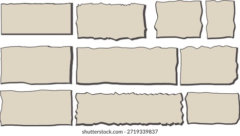 Conjunto de ilustrações de borda de papel rasgado
