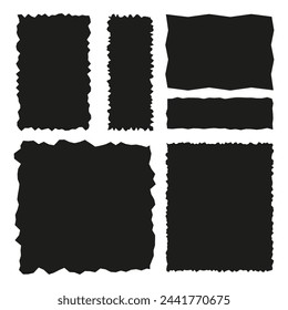 Set of torn paper edges. Rough texture banners. Ripped pages collection. Grunge background pieces. Vector illustration. EPS 10.