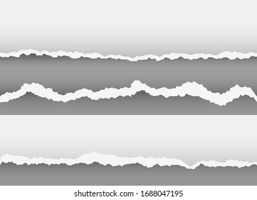 Set of torn paper edges. Vector illustration.