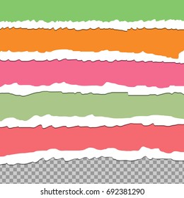 Set of torn paper edges. Vector cut off paper illustration